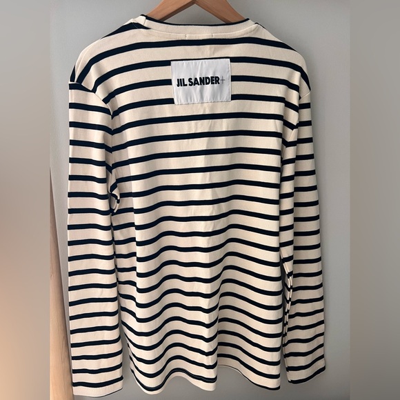 Jil Sander Mens Navy/Black & Off White Striped Long Sleeve t-shirt medium - Picture 6 of 13